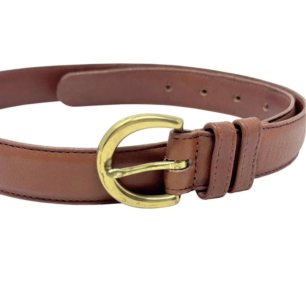 Vintage Coach Brown Leather Belt Brass Buckle‎ Women's M Archival 90s Minimalist